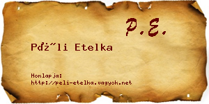 Péli Etelka névjegykártya